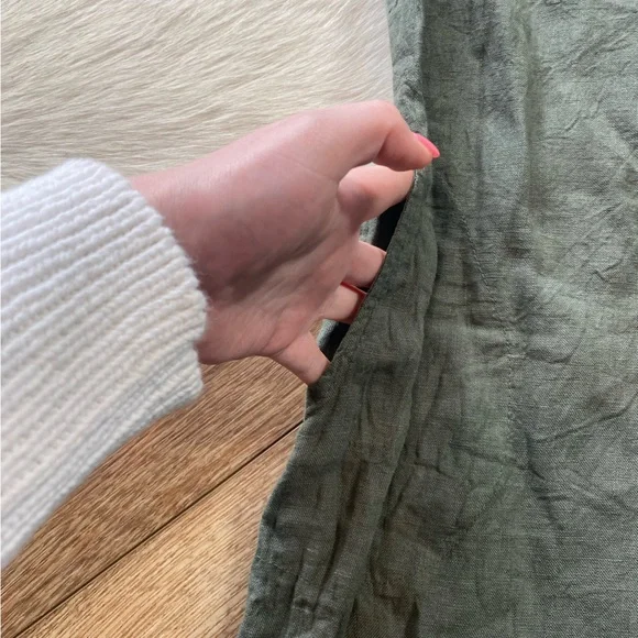 Lina Tomei linen dress olive green - Picture 2 of 10